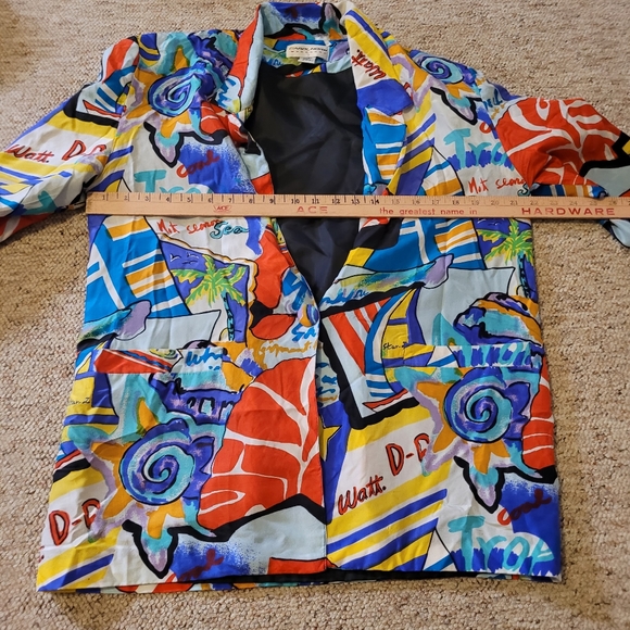 Vintage Carol Horn Workshop 100% Silk Blazer Ocean Cruise 80s - Picture 12 of 14
